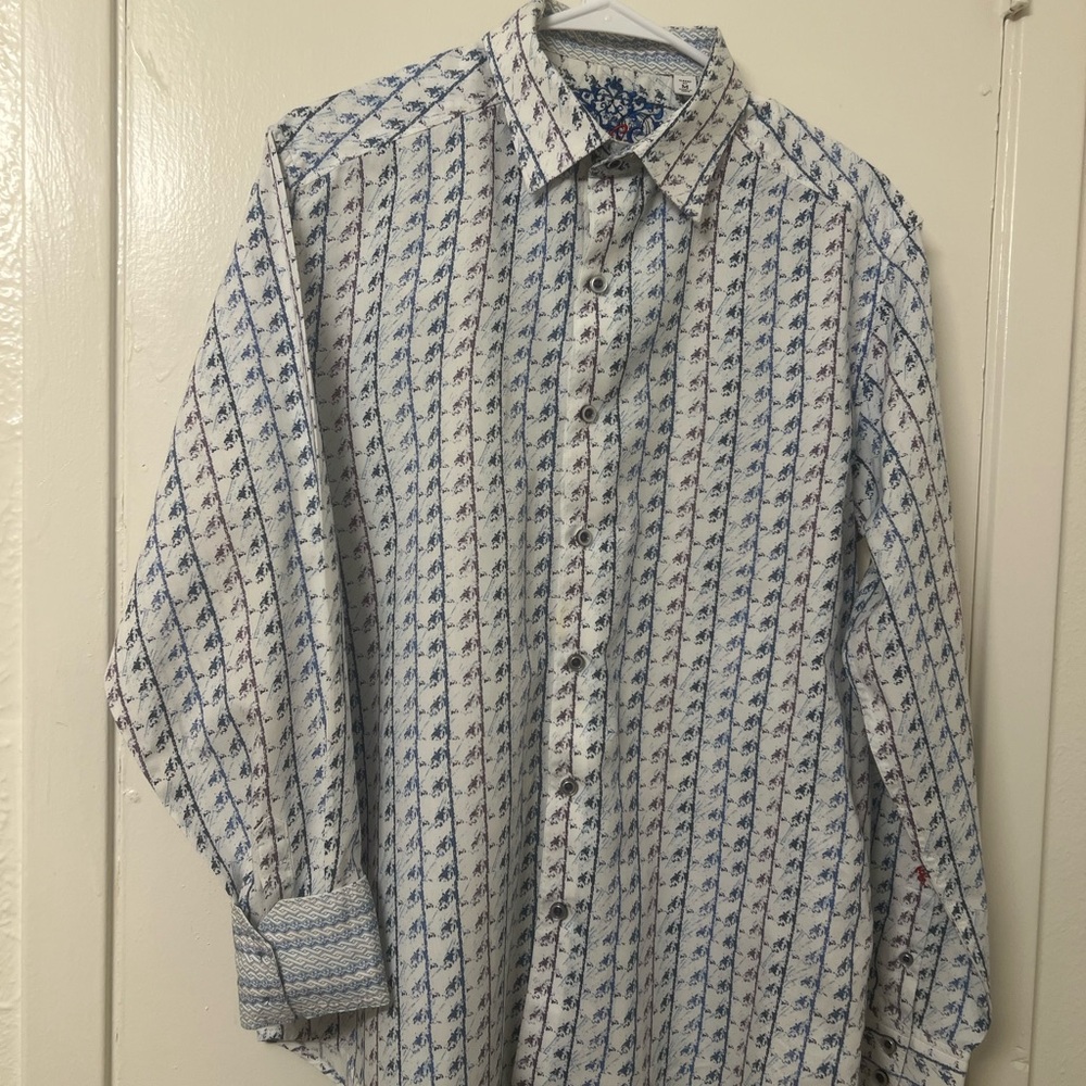 Robert Graham White and Blue Patterned Shirt